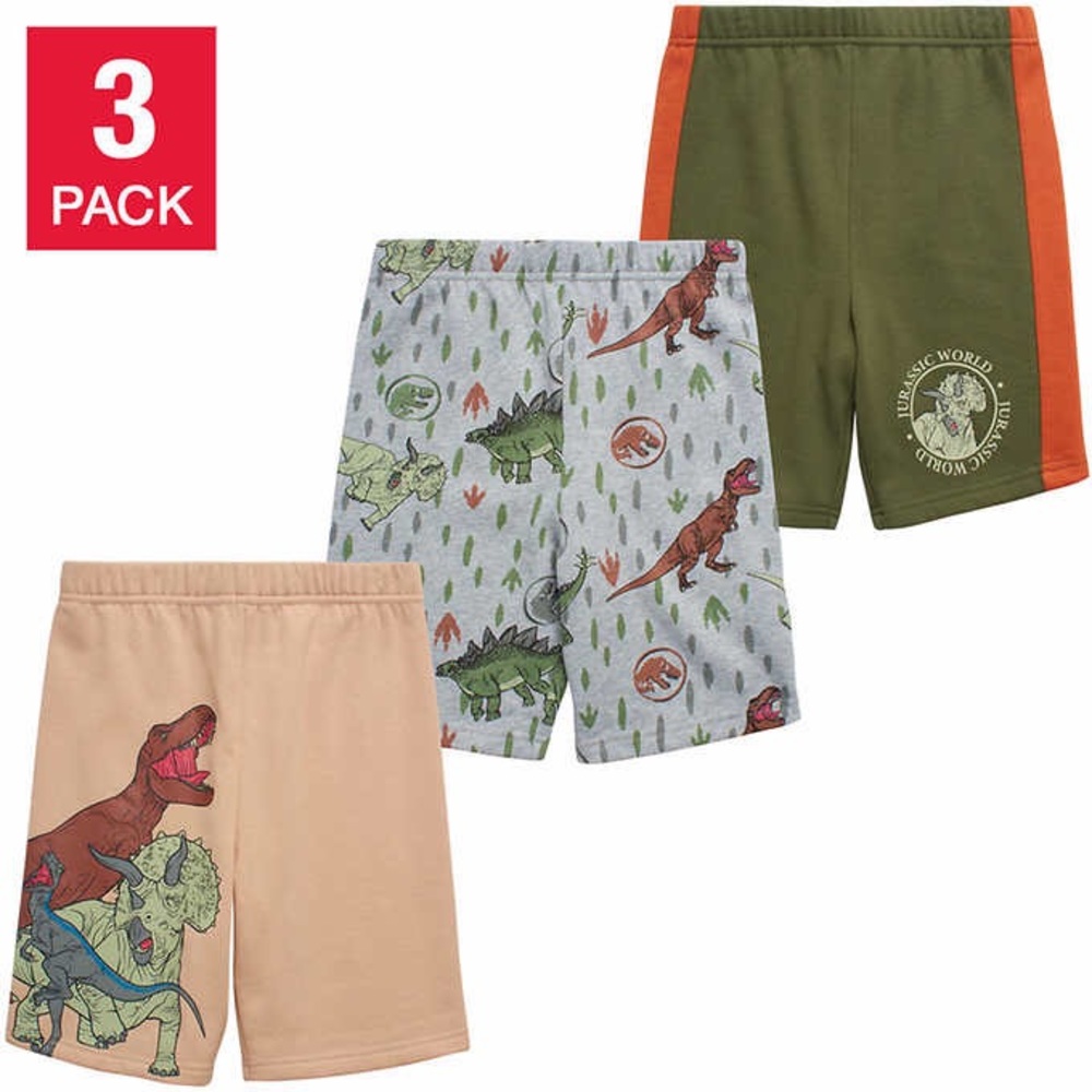 Dinasour Character Kids 3-pack Fleece Short Sets